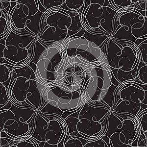 Vector seamless pattern with thin linear curls.Modern stylish texture